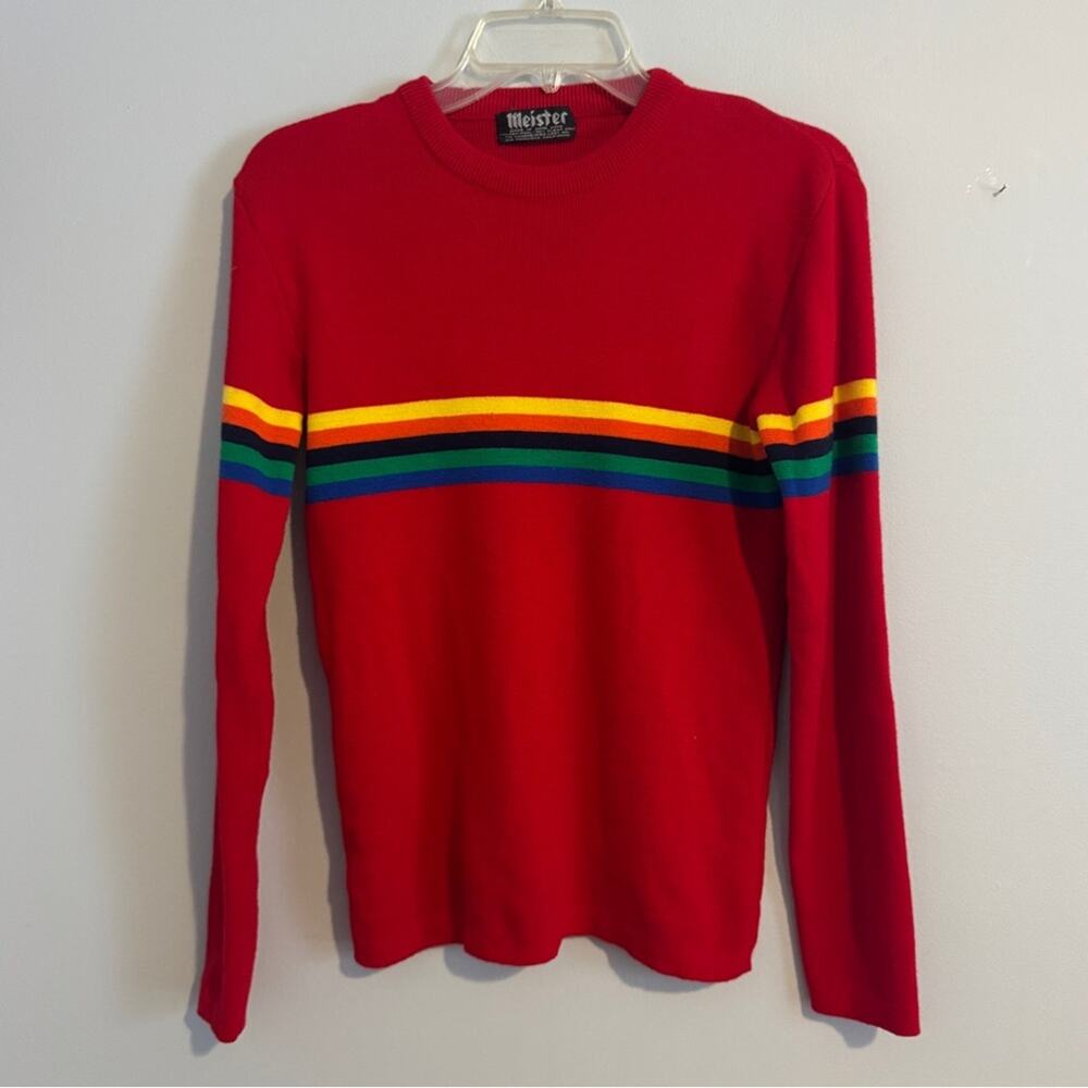 Meister Vintage New Wool Sweater with rainbow Stripes size Medium